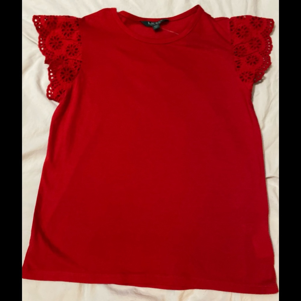 3/4/$15 Ralph Lauren red flutter sleeve top